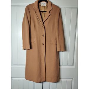 Vintage Imported Cashmere Blend Woven In Italy Full Length Coat Tan 12